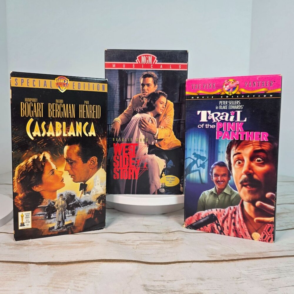 Vintage VHS Lot: Casablanca Special Edition West Side Story Trail Of The Pink Pa